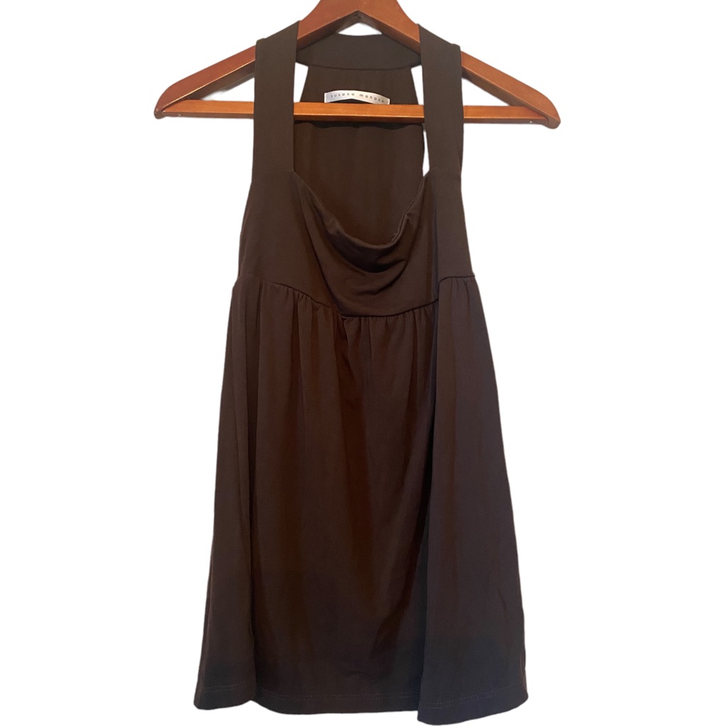 Susana Monaco Brown Sleeveless Blouse Top
